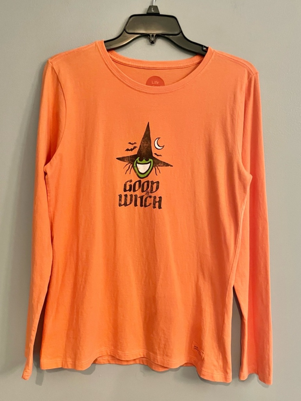 Life Is Good Orange Long-Sleeve "Good Witch" Cotton Top